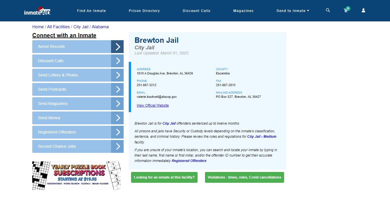 Brewton Jail | Inmate Locator